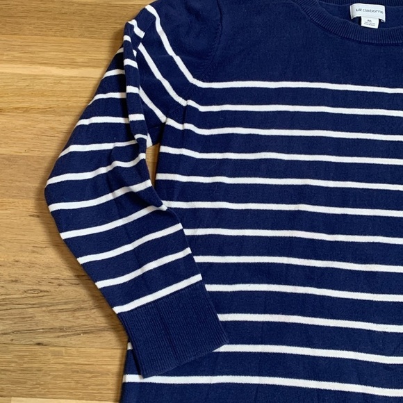 Liz Claiborne Crewneck Long Sleeve Blue & White Striped Knitted Top Women’s XXL - Picture 4 of 11